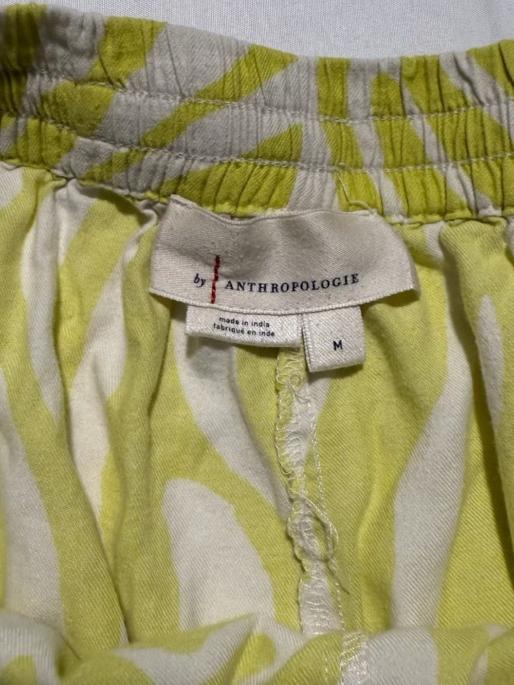 Anthropologie 2-piece Pajama Set Yellow White Zebra Print Button Top & Pants SzM - Picture 12 of 13